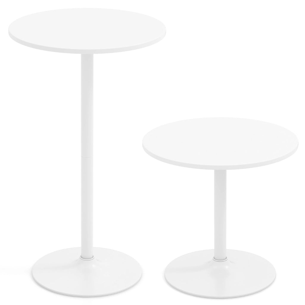 Tavolo da cocktail 101,5 cm si trasforma in tavolo caff¨¨ 56 cm, Tavolo bistro rotondo 2 pezzi finitura polvere elegante Bianco