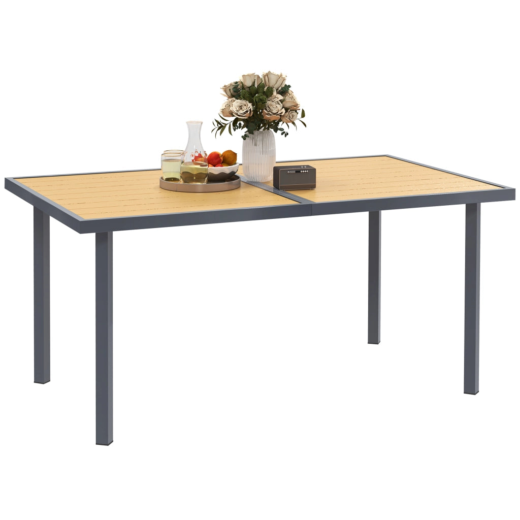 Tavolo da pranzo per giardino 6 persone con piano effetto legno ¨C zephmum ¨C 150x90x72 cm
