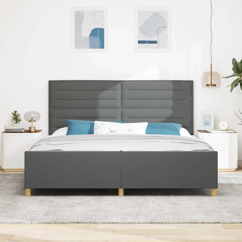 Struttura del letto Grigio scuro 200 x 200 cm Tessuto 3344677