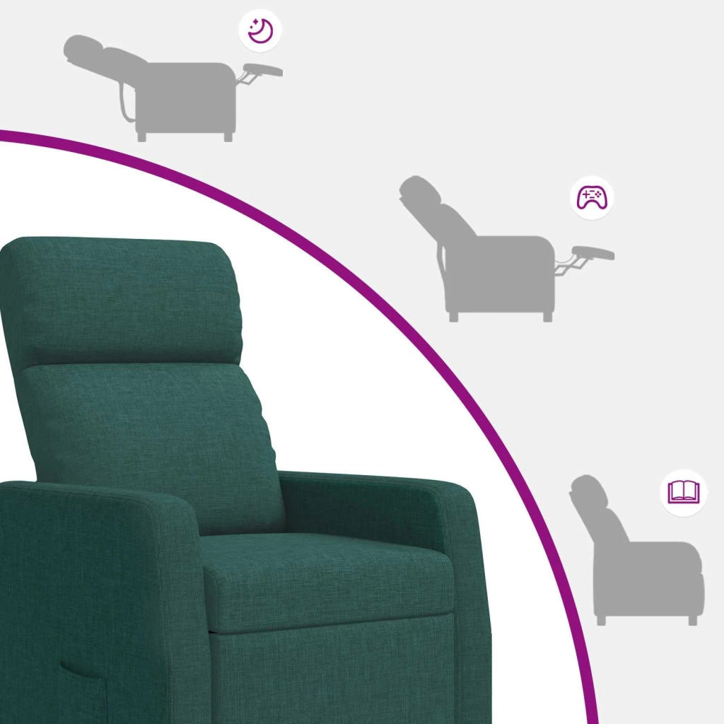 Divano Sedia-Poltrona reclinabile Verde Scuro Tessuto 675367