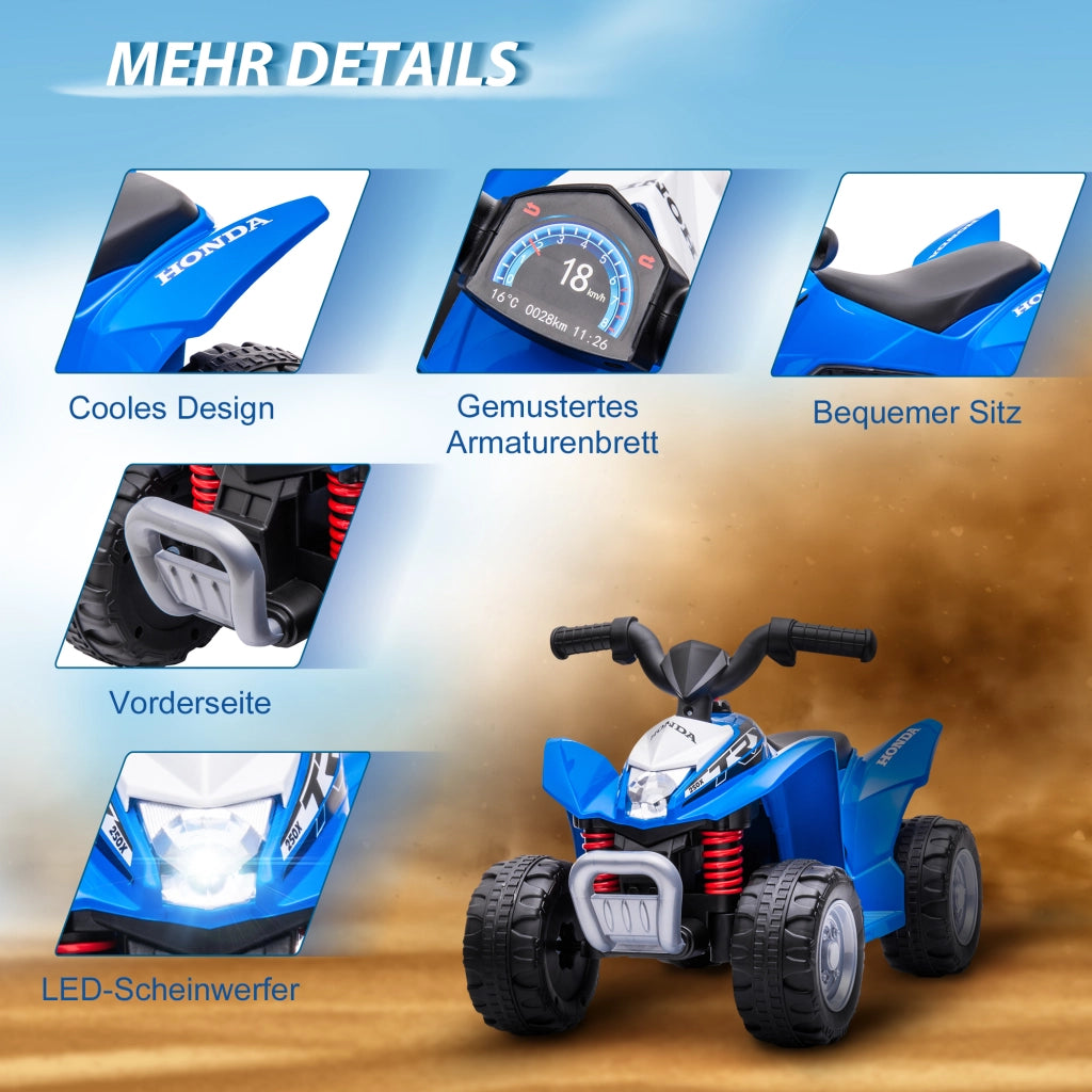Quad Elettrico per Bambini con Luci LED e Clacson, Mini Quad a Batteria con Sedile Confortevole e Ruote Larghe, Blu