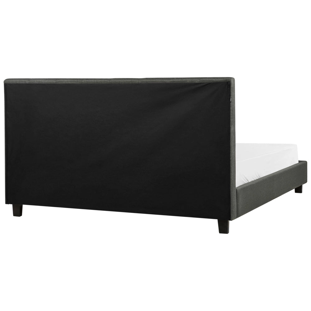Letto imbottito tessuto grigio scuro rete a doghe testiera trapuntata 180 x 200 cm