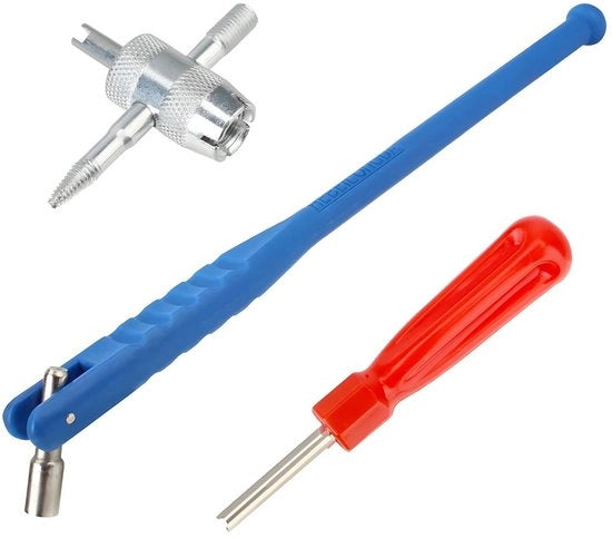 Kit di accessori per ventile a doppio effetto - 3 pezzi - Strumento per installazione di valvole - Acciaio - Universale - Blu - Robusto e resistente alle pressioni - Strumentazione per ventili