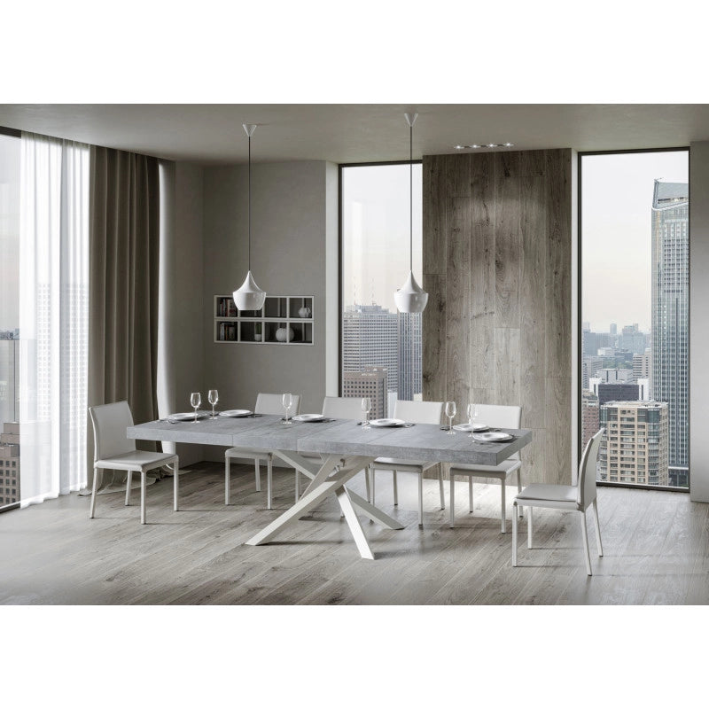 Tavolo allungabile 200/460x90 cm Volantis Premium telaio Bianche - Cemento
