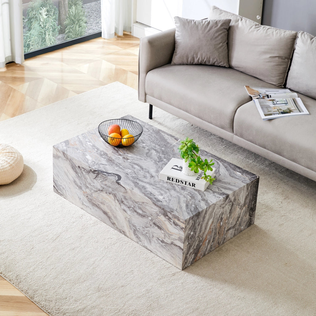 TAVOLINO DA SALOTTO 90x50x30 cm Grigio Effetto Marmo MDF