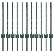 Palo della recinzione 11 pz Verde 100 cm Acciaio CFW7837823