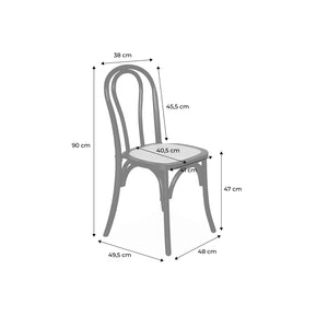 Set 2 sedie vintage in legno e rattan, marrone