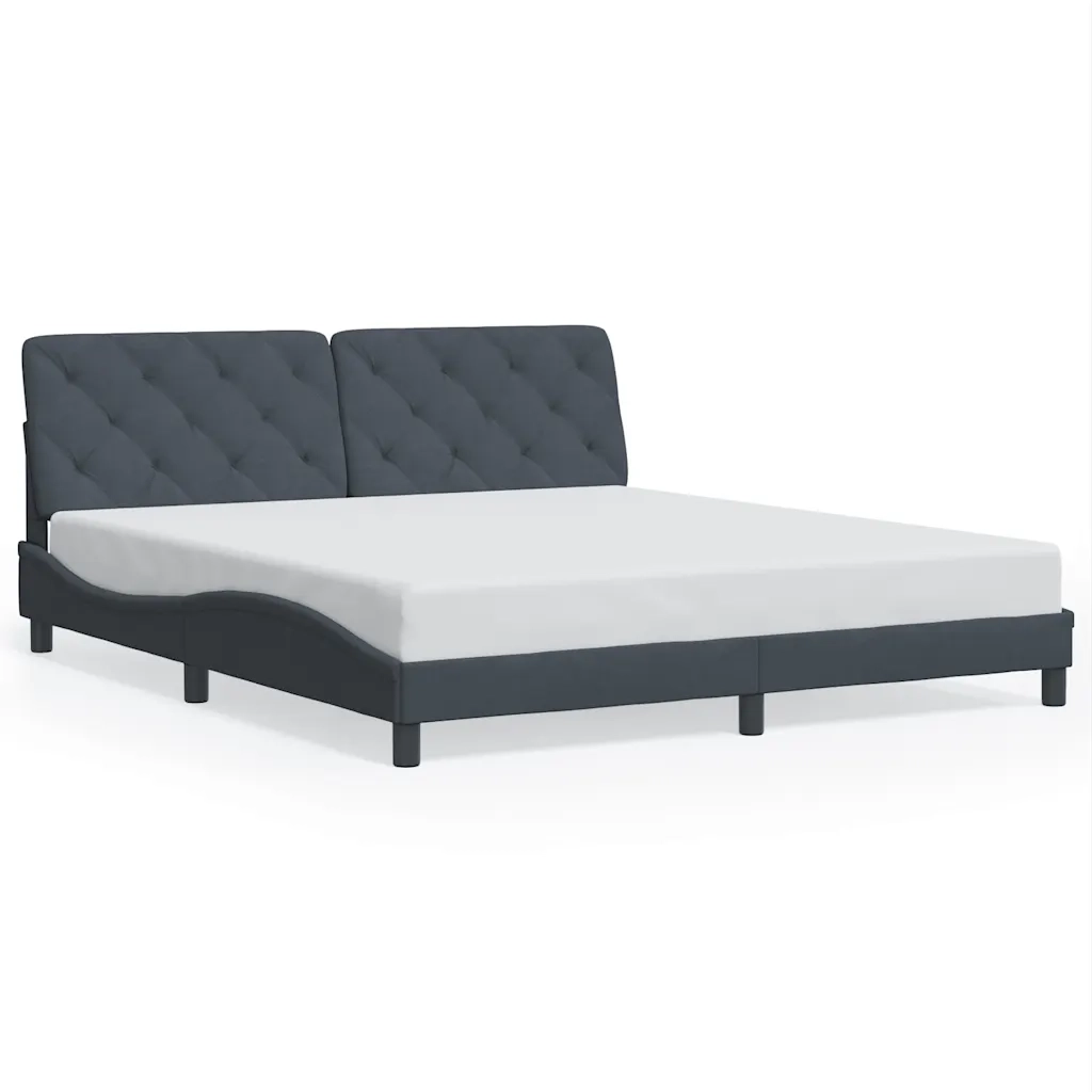 Giroletto senza Materasso Grigio Scuro 180x200 cm Velluto