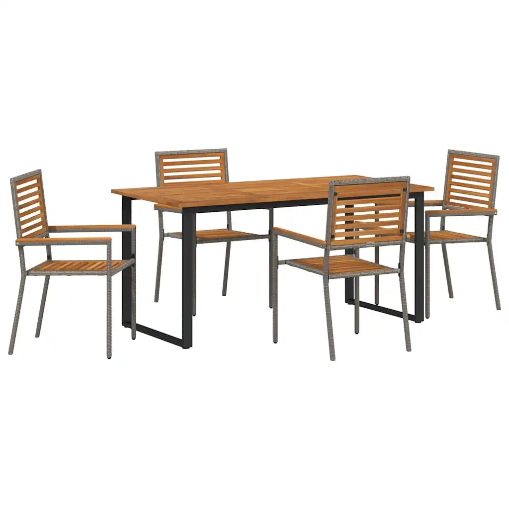 Set da Pranzo per Giardino 5 pcs Grigio