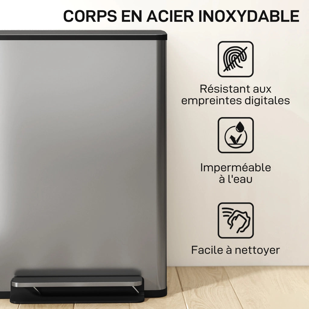 Cestino per rifiuti da cucina 50L ¨C Zephmum ¨C Argento 41.7x36.6x62cm
