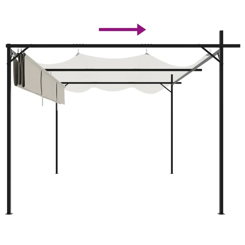 Pergola con Tetto Retrattile Crema 395x292x230 cm CFW2919684