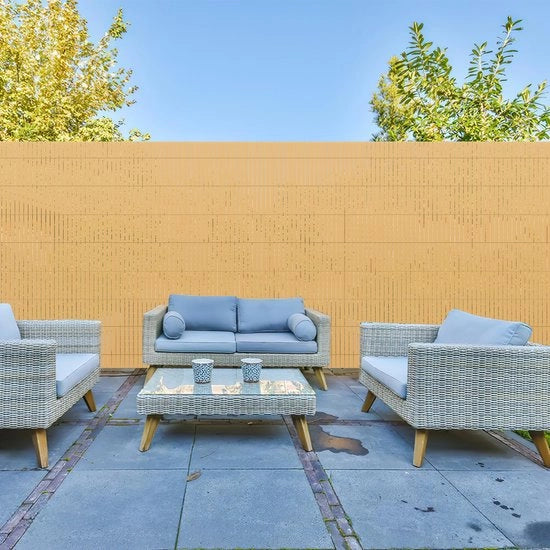 Pannelli di schermo per giardino in PVC da 1,4x5m per privacy - separazione per giardino e schermo per balcone - colore bambù - 1,4x5m