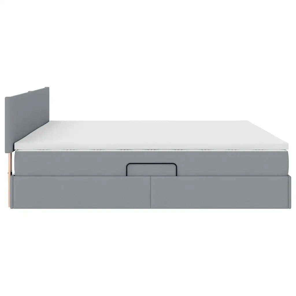 Letto con contenitore e materasso Grigio chiaro 200 x 200 cm