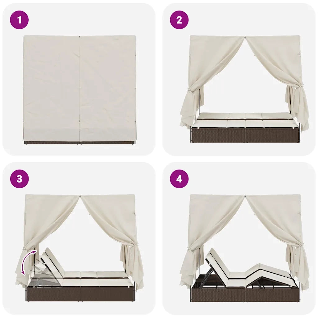 Lettino da sole doppio Bianco caldo 205 x 129 x 200 cm 3376128