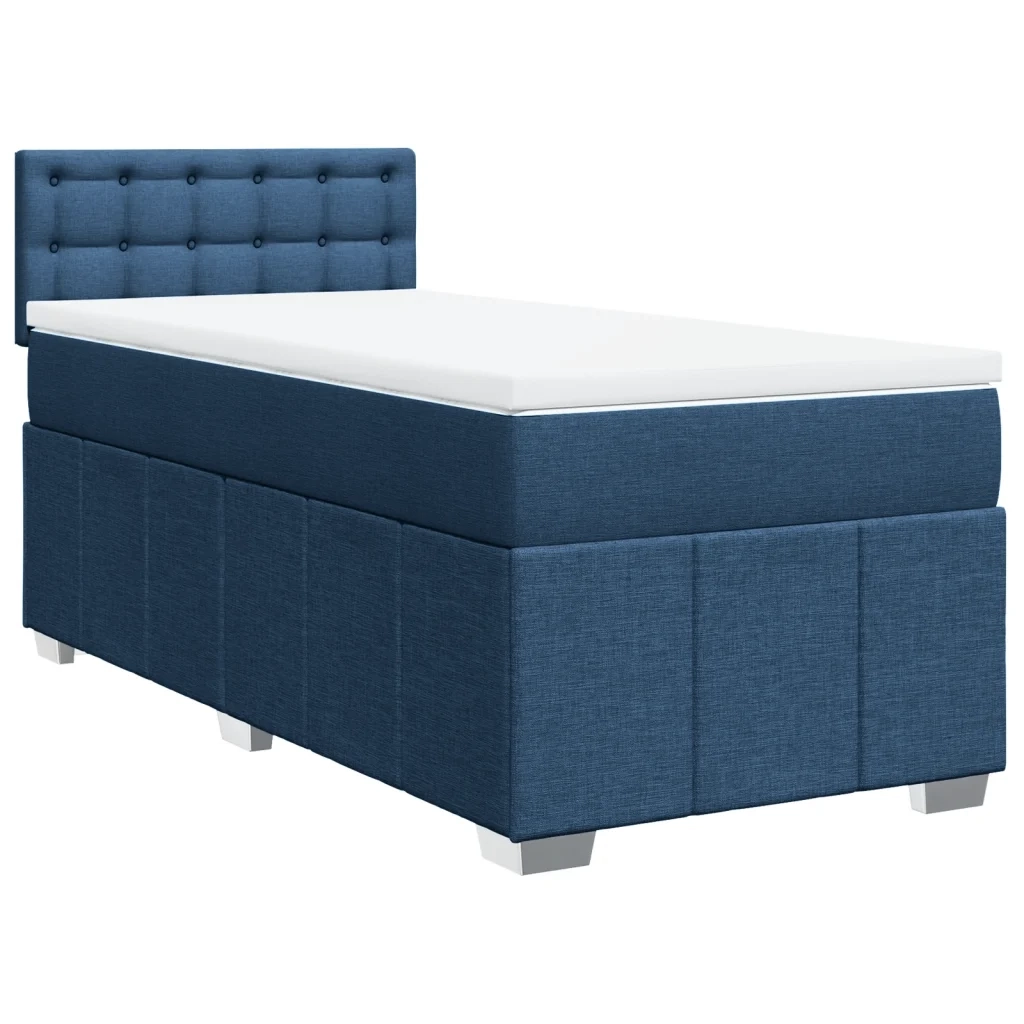 vidaXL Giroletto a Molle con Materasso Blu 100x200 cm in Tessuto