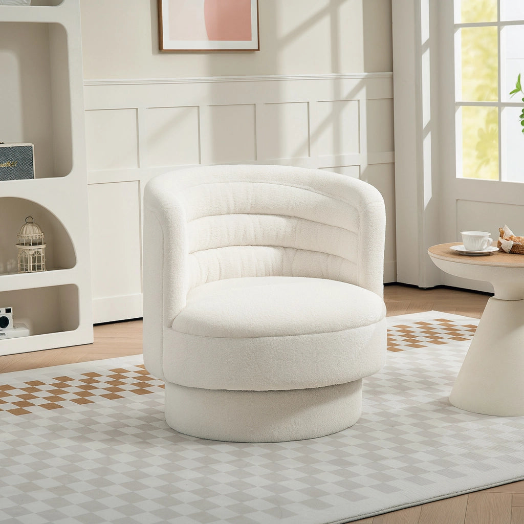 Poltrona girevole imbottita ¨C Minimal ¨C crema legno