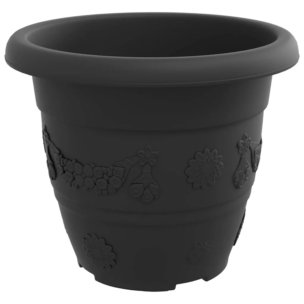 Vaso Rotondo per Fiori 24 pcs Nero Ø 22 x 18 cm Plastica