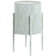 Portavaso Portapiante da Interno in Ferro Verde Menta 35 x 35 x 58 cm Stile Rustico Effetto Vissuto
