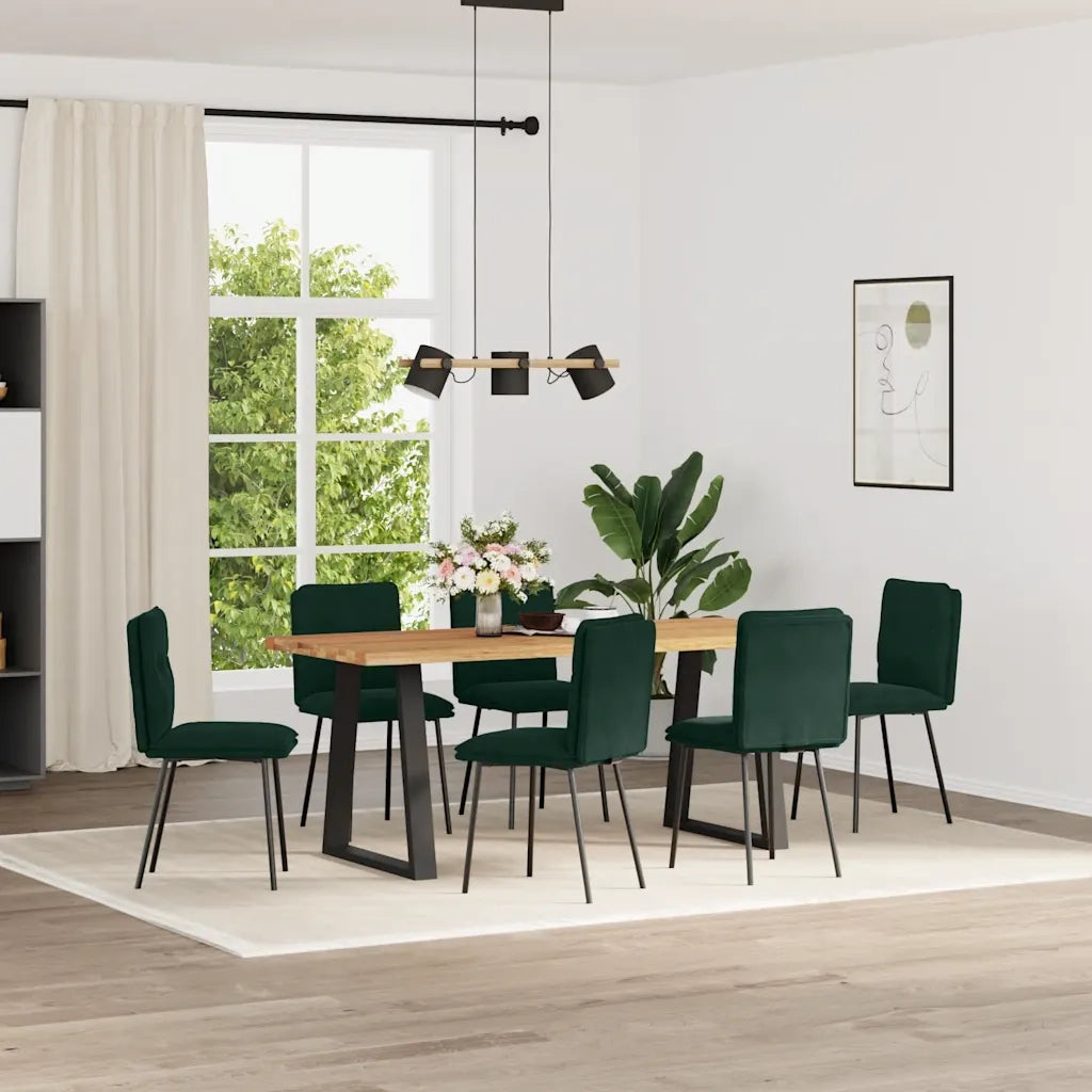 Sedie da Pranzo 6 pz Verde Scuro in Velluto