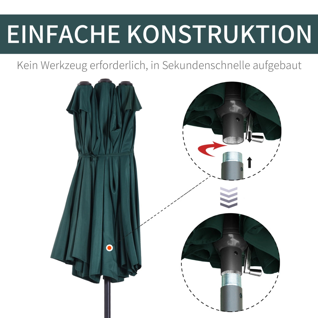 Sonnenschirm da balcone con manovella ¨C zephmum ¨C 455x265 cm, verde scuro