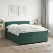 Letto con Box Spring, Materasso e LED Verde Scuro 140 x 190 cm 3452171