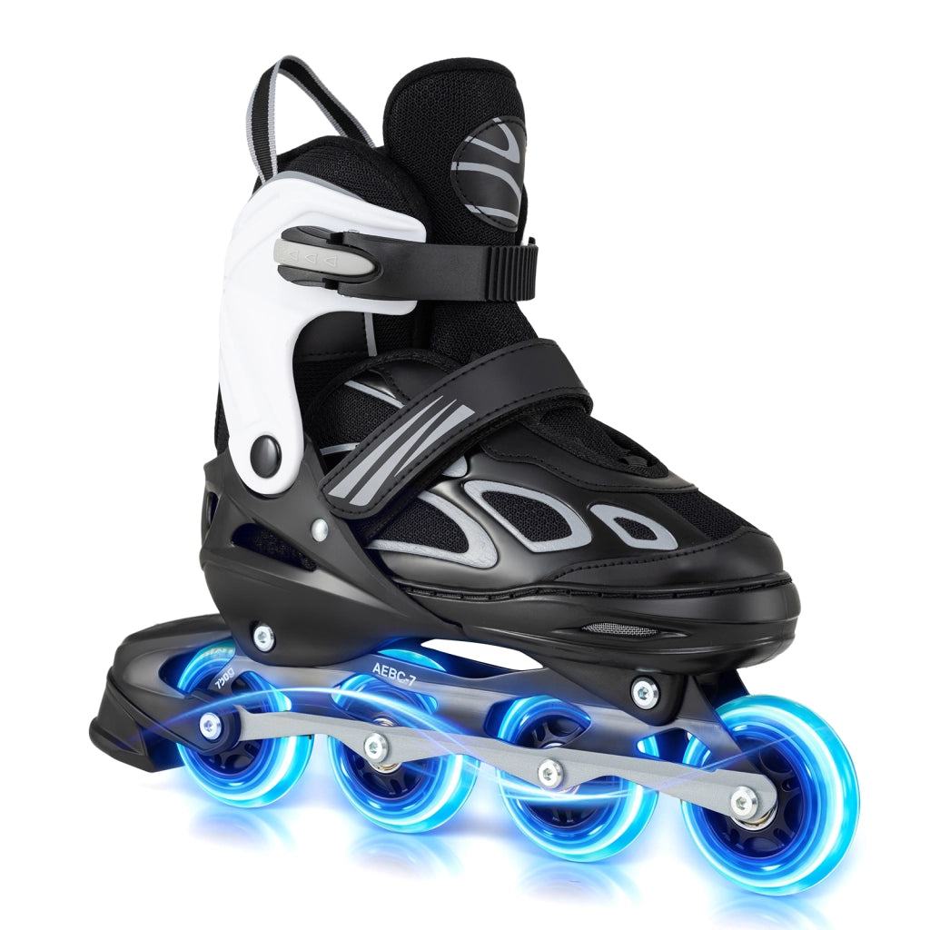 Pattini a rotelle regolabili per bambini e ragazzi 5-14 anni con ruote luminose, Pattini professionale per principianti interno ed esterno modello 10c-8 taglia L