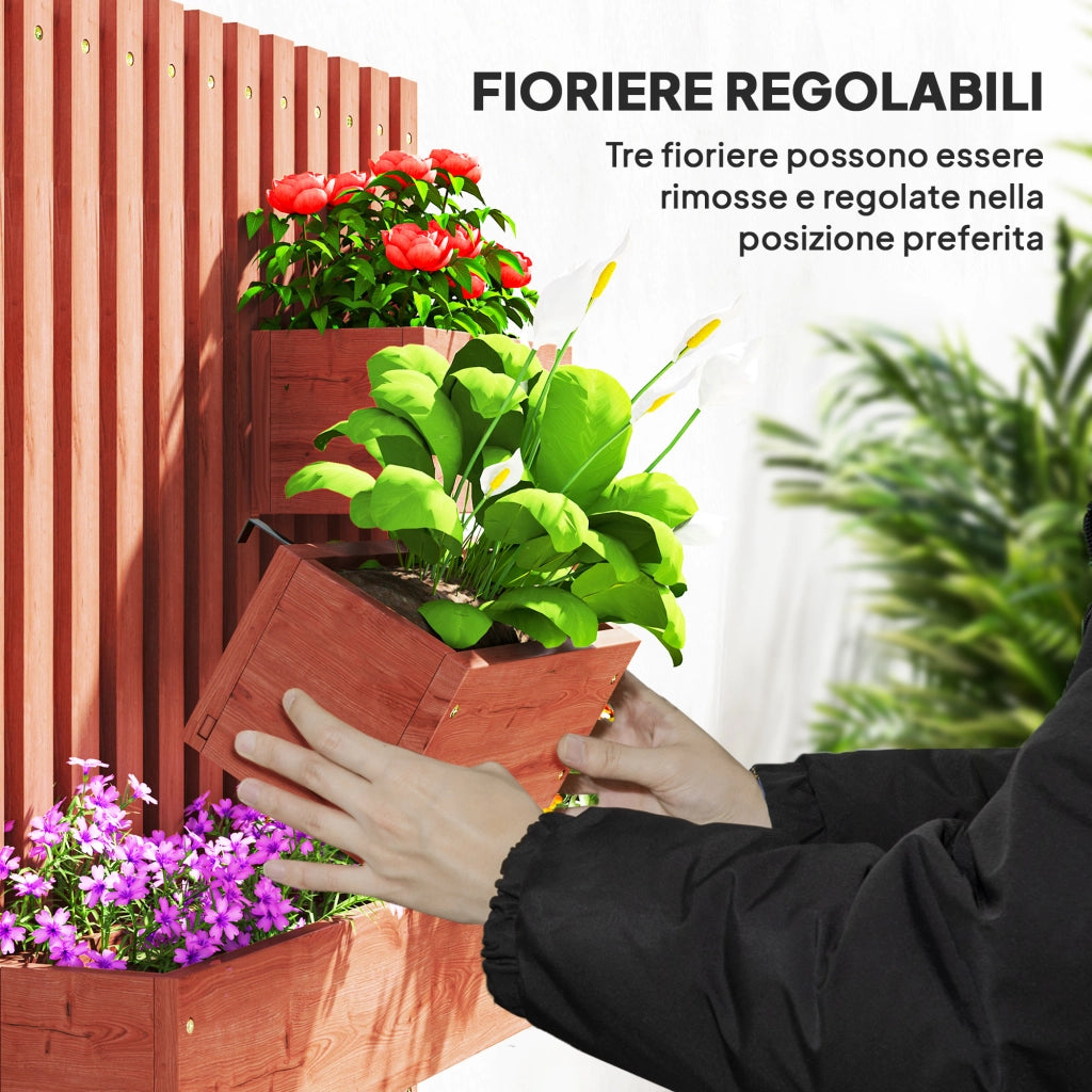 Fioriera Verticale con Vasi ¨C zephmum ¨C Legno Abete Marrone 60x16x80