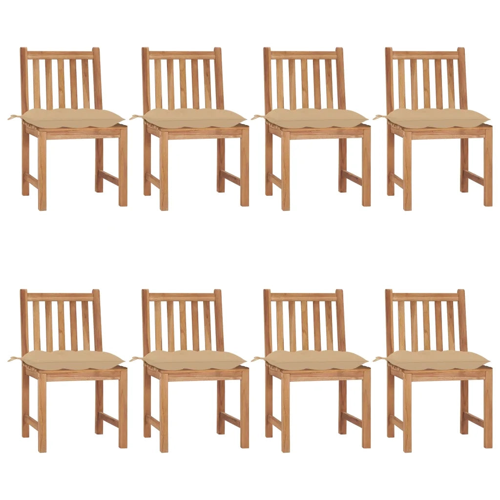 Sedie da Giardino con Cuscini 8 pz in Legno Massello di Teak cod mxl 8403