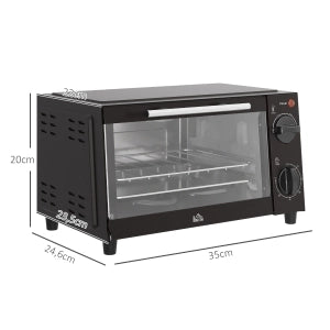 Mini Forno Elettrico 9 L 750 W Nero con Temperatura 100-230°C; Timer 60 Min; Teglia e Griglia