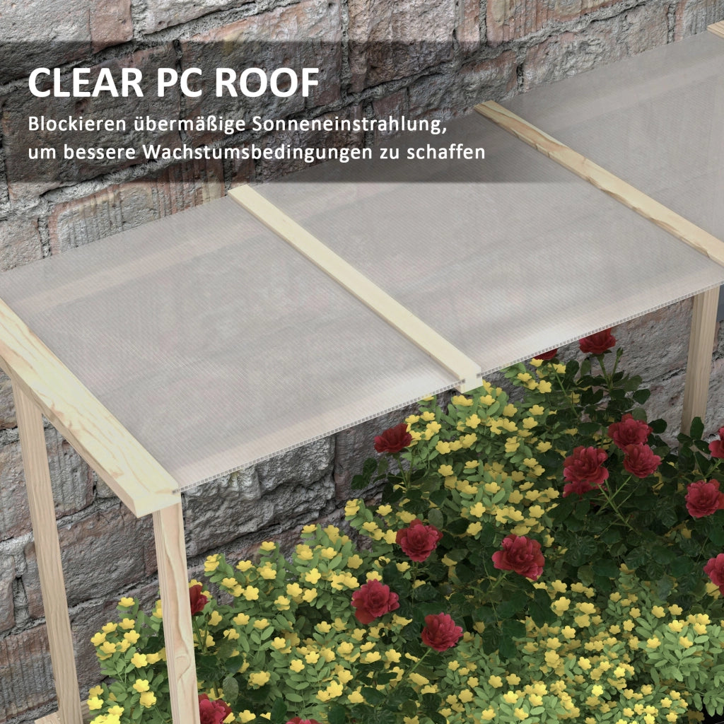FIORIERA RIALZATA Con tetto in policarbonato 110x60x152 cm Legno naturale