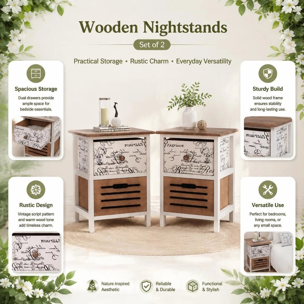 Bedside Tables 2 Pcs. Wood