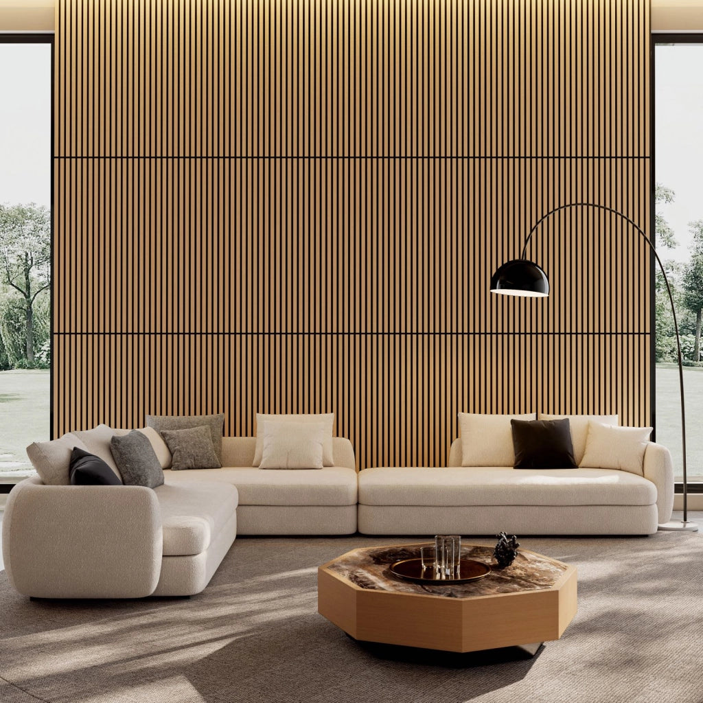 Pannelli Acustici 3D in Legno per Parete e Soffitto ¨C MINIMAL ¨C Rovere Bianco 115x60 cm