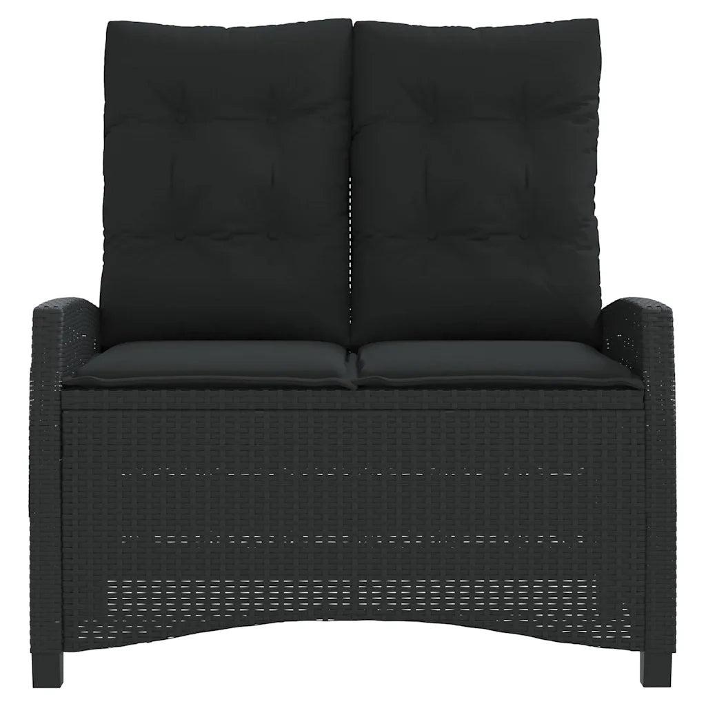 Panca Reclinabile da Giardino con Cuscini Nera in Polyrattan 368226