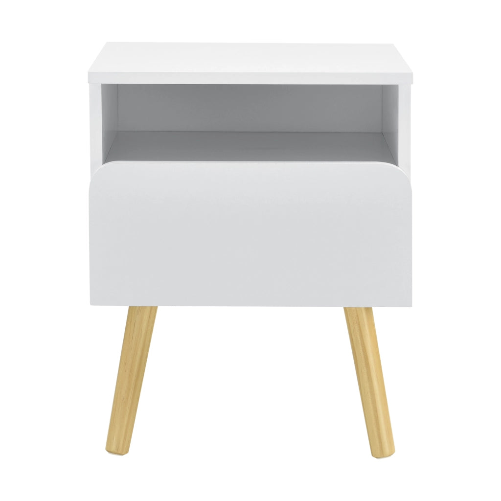Comodino Dargaville con Cassetto e Vano Portaoggetti 50x40x34 cm - Bianco [en.casa]