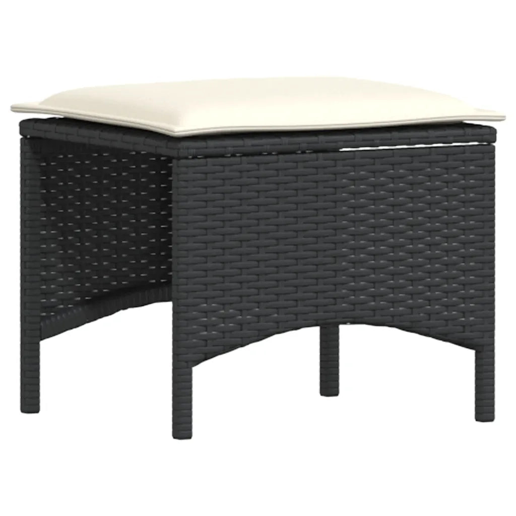 Set da Pranzo da Giardino 4 pz | Set Salotto da Giardino con Cuscini Nero in Polyrattan