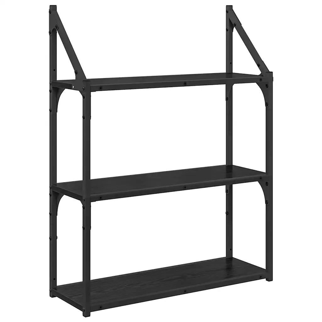 Scaffale da parete A parete Rovere Nero 60 x 21 x 78,5 cm 882792
