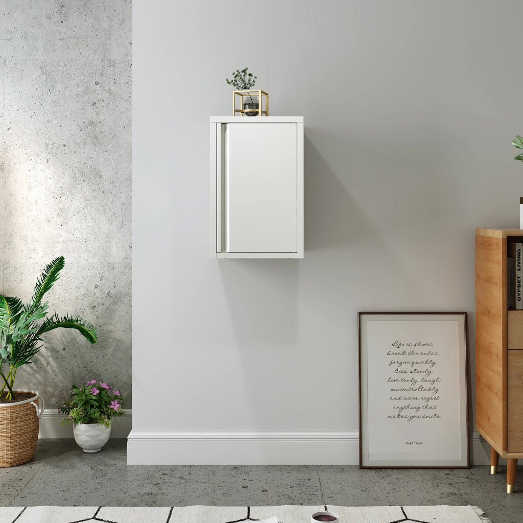Armadietto a Parete Burlöv con Anta in Acciaio 50 x 33 x 35 cm - Bianco [en.casa]