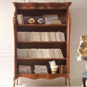 Libreria Enola in legno 4 vani noce scuro profili oro