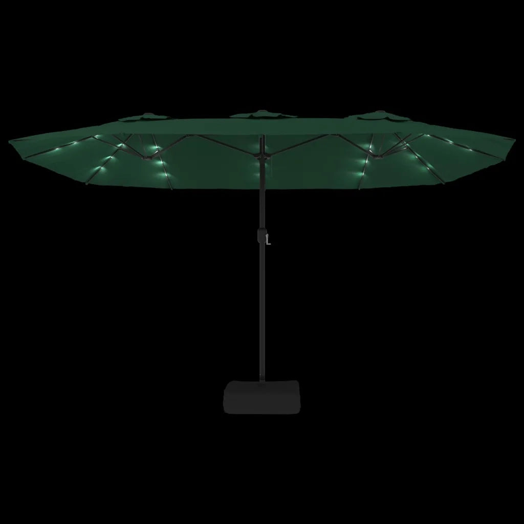 Ombrellone a Doppia Testa con LED Verde 449x265 cm 362954
