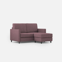 Divano 2 Posti con Pouf 138x155x85 cm Karay in Tessuto Prugna