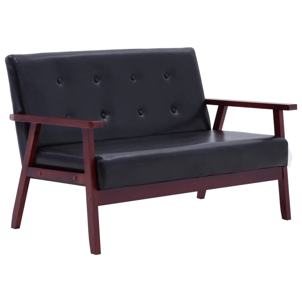 Set di divani in similpelle nera da 2 pezzi 02_0019641