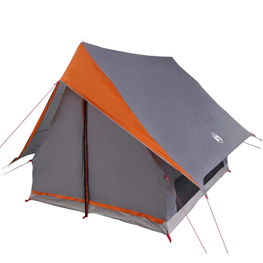 Tenda Familiare con tetto-Tenda da campeggio Grigio e arancione 220 x 220 x 184 cm