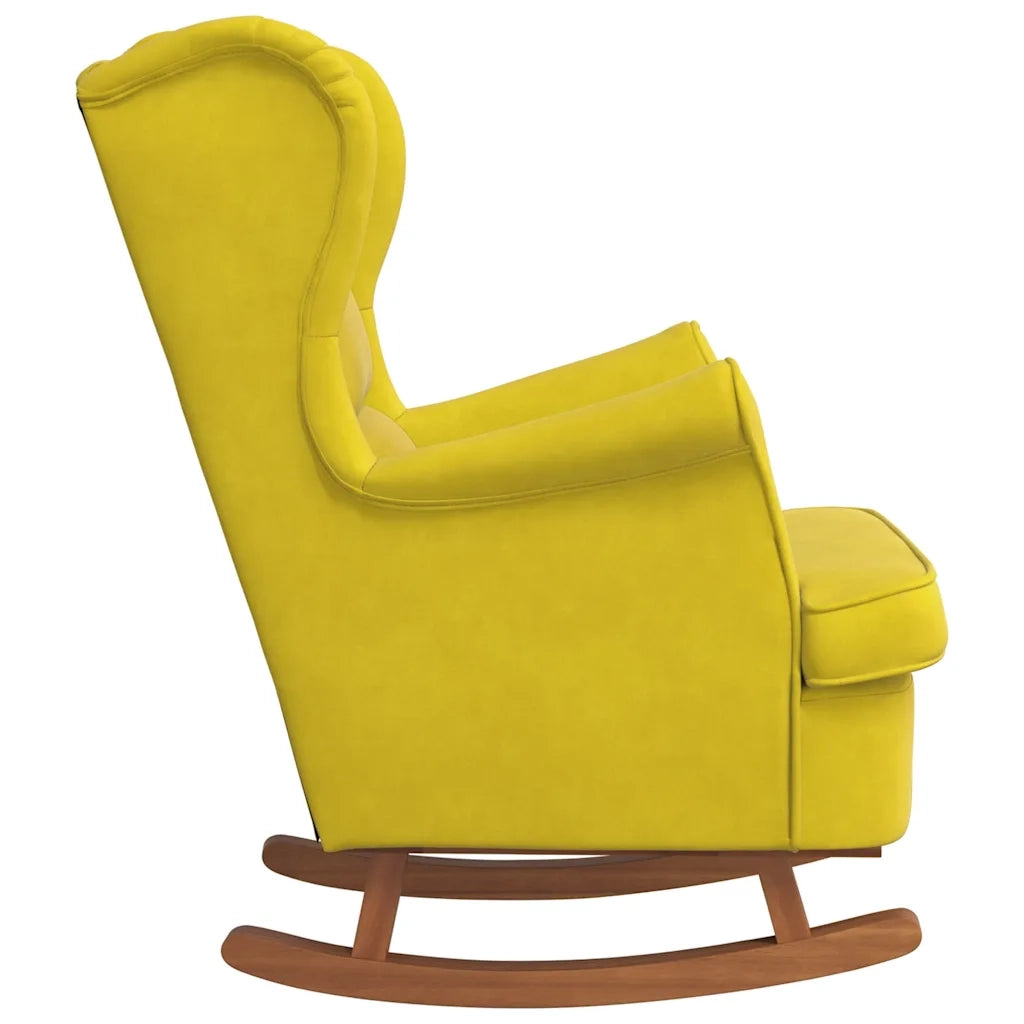 Sedia a dondolo con schienale alto in velluto giallo CFW3792148