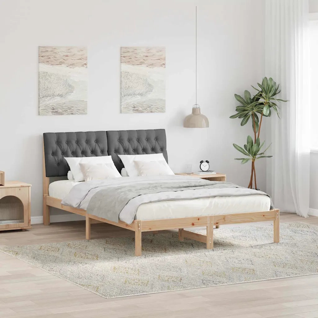 Letto con Testiera Rivestita con testiera Marrone 135 x 190 cm