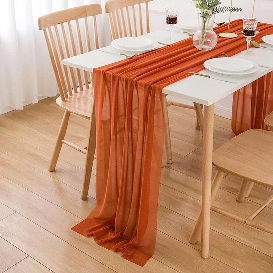 Tavolo da pranzo chiffon in terracotta per esterno decorazione da tavola per matrimoni