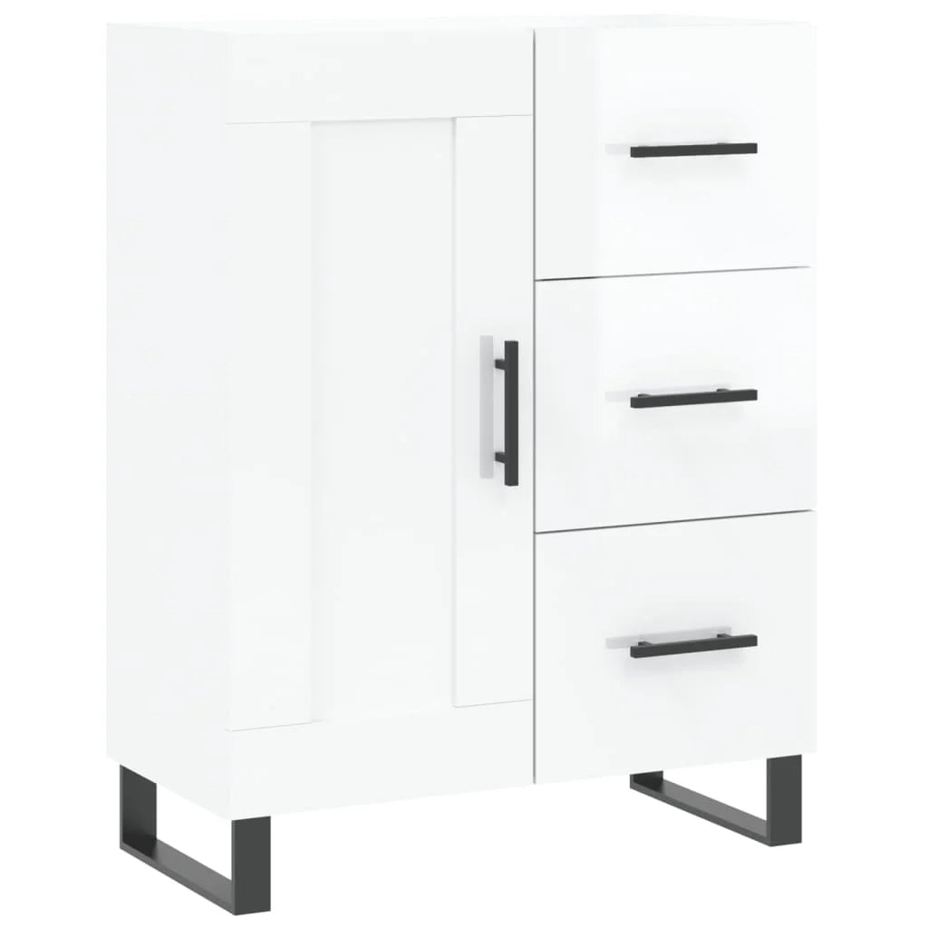 Buffet credenza cassettiera mobiletto mobile contenitore organizer per cucina soggiorno finitura lucida 69,5 x 34 x 90 cm legno ingegnerizzato bianco 02_0030723