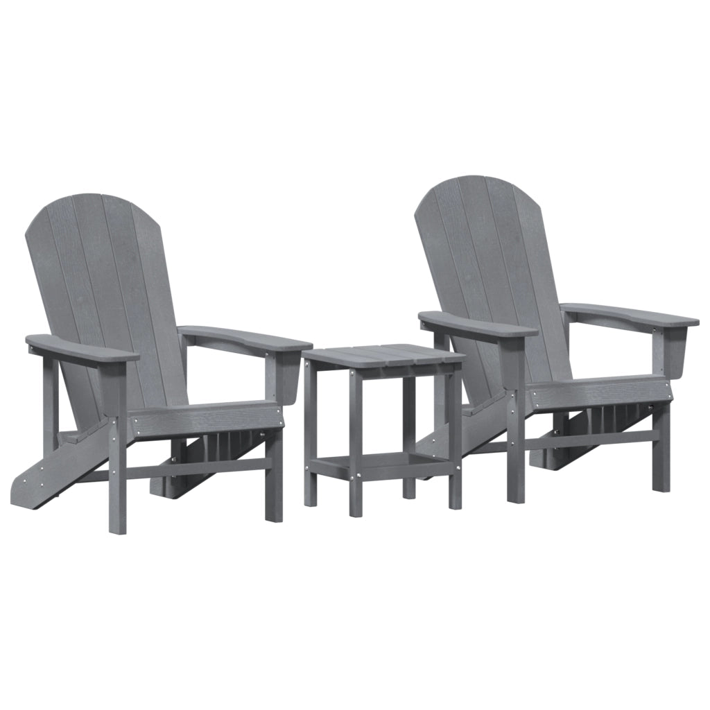 Set di Giardino 3 Pezzi Grigio Chiaro HDPE
