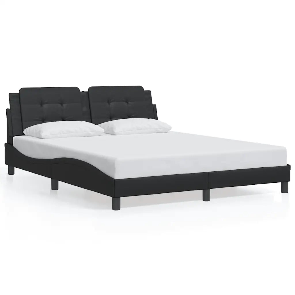 Letto matrimoniale | Letto per adulti | Giroletto senza Materasso Zadar Nero 160x200 cm in Similpelle