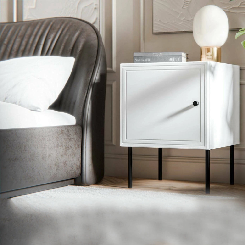Crecchio, Comodino un Ripiano, 45x39x59h cm Bianco