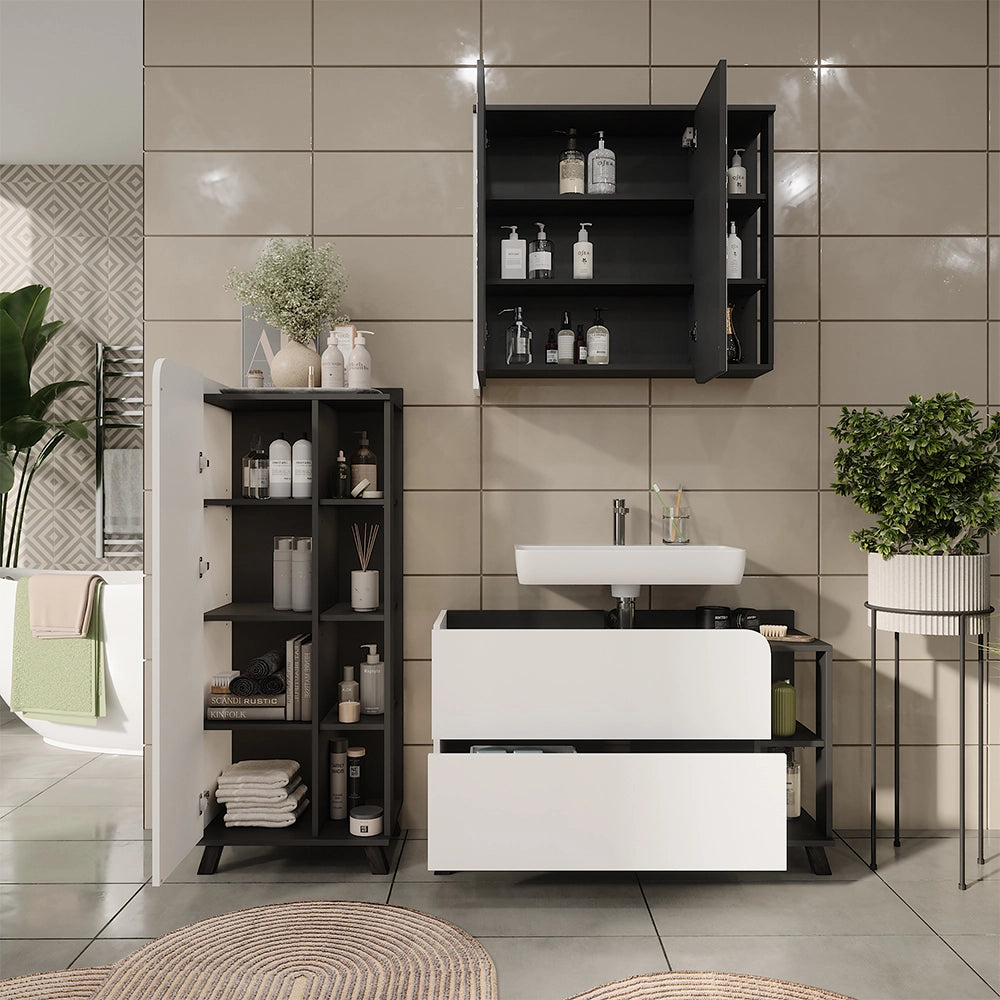 Vicco Set di mobili da bagno Antracite/bianco 3 parti